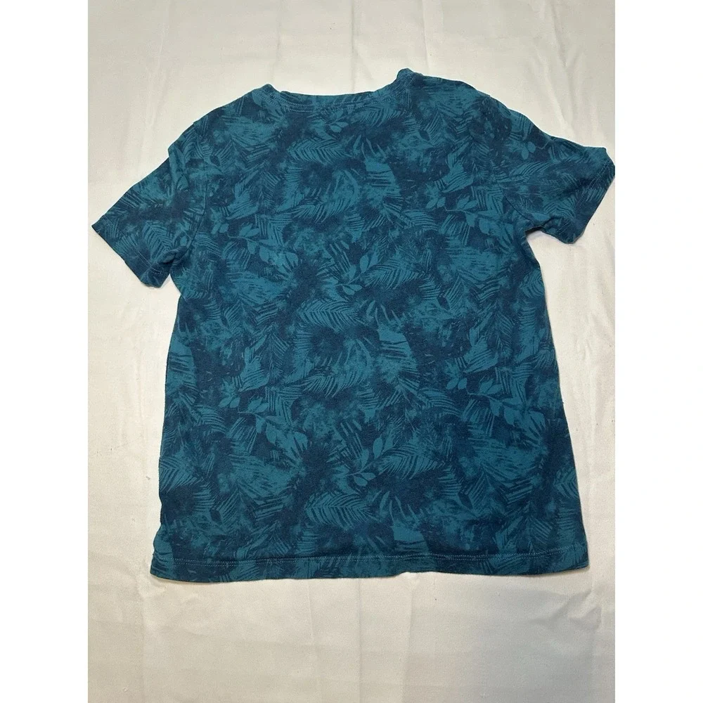 Old Navy Boys Medium 8 Tropical Palm Leaf Tee Blue Teal Summer Beach Shirt